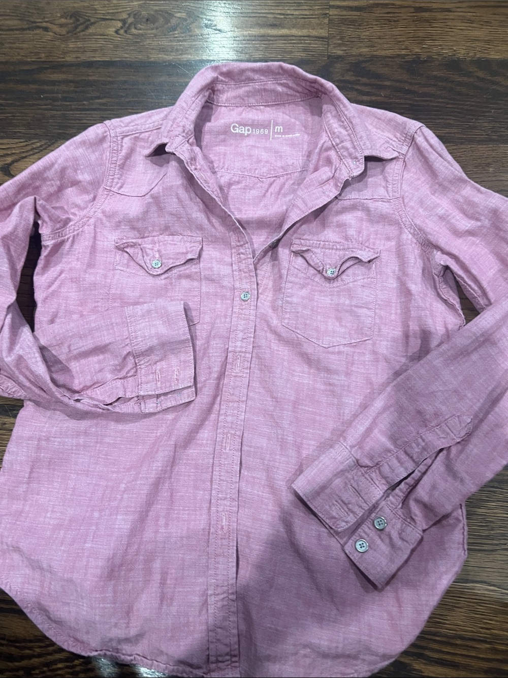 GAP Pink Button-Up Shirt with Chest Pockets